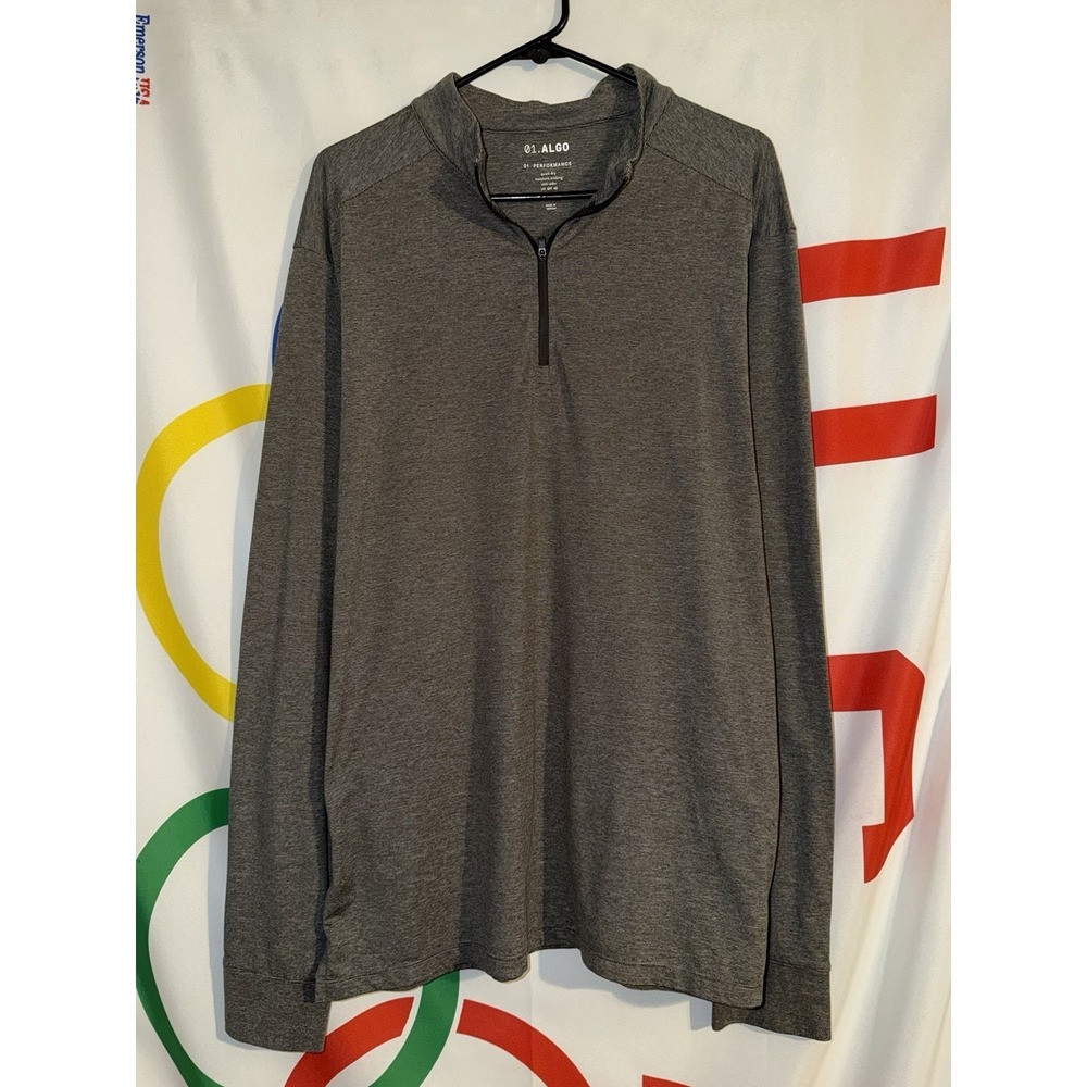 01 Algo Performance 1/4 Zip Pullover Mens XL Gray Golf Stretch Sweatshirt
